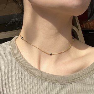 Black Crystal Chain Choker Necklace by Admiral Row
